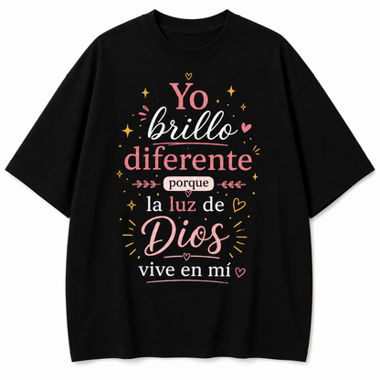 Camisa Oversize Cristiana “Yo Brillo Diferente” – Streetwear Premium