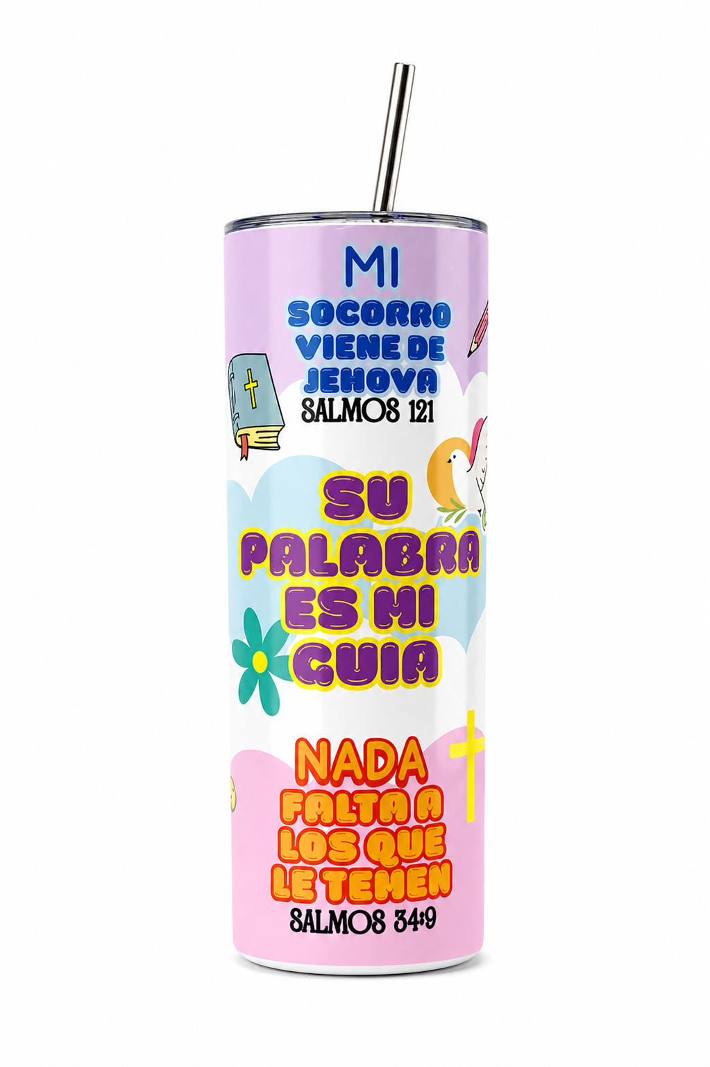 Tumbler Térmico 20 oz con Frases de Ánimo Salmos – Regalo Cristiano Inspirador