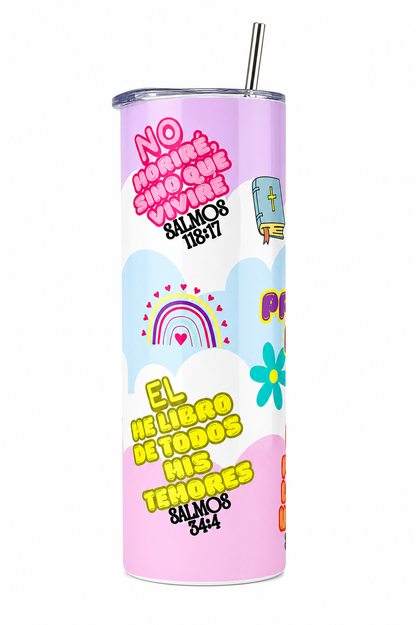 Tumbler Térmico 20 oz con Frases de Ánimo Salmos – Regalo Cristiano Inspirador