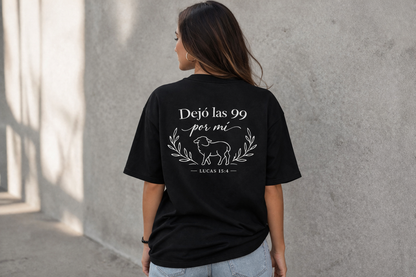 Camisa Cristiana Oversize “Dejó las 99 por mí” – Diseño Bíblico Premium
