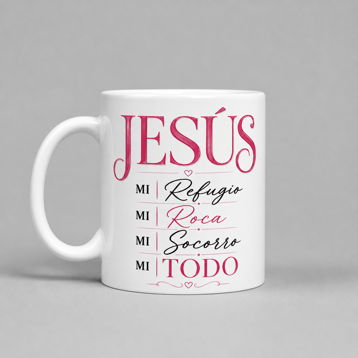 Taza Frosty Cristiana “Jesús Mi Todo” – 11oz | Vidrio Esmerilado Apta para Microondas