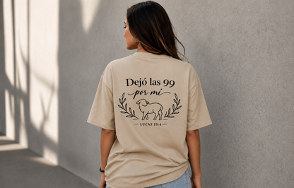 Camisa Cristiana Oversize “Dejó las 99 por mí” – Diseño Bíblico Premium