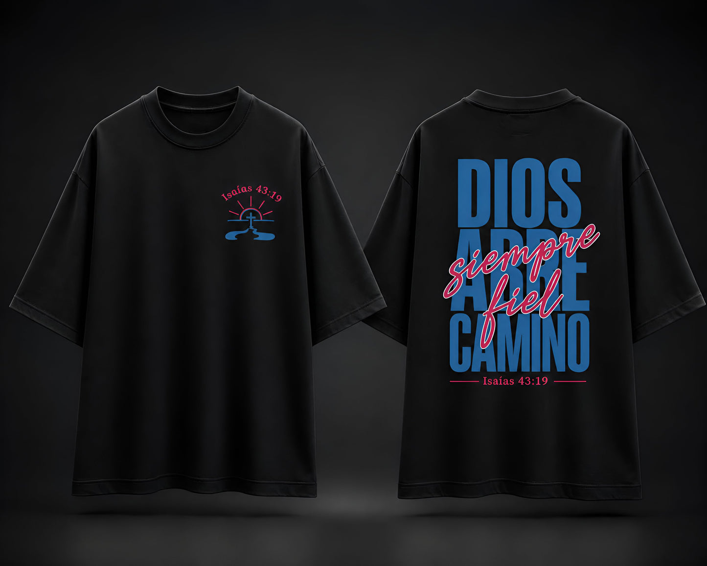 Camiseta Cristiana Oversize Beige – Dios Abre Camino | Isaías 43:19