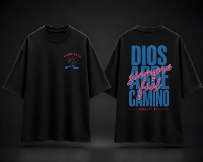 Camiseta Cristiana Oversize Beige – Dios Abre Camino | Isaías 43:19