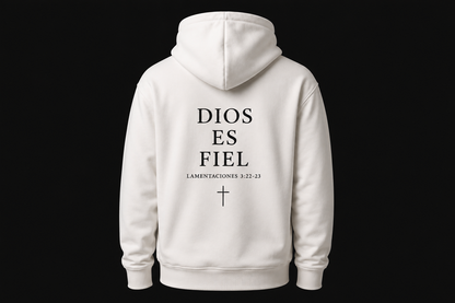 Hoodie Cristiano Jesus Mi Salvador / Dios es Fiel - Sudadera con Capucha Blanca