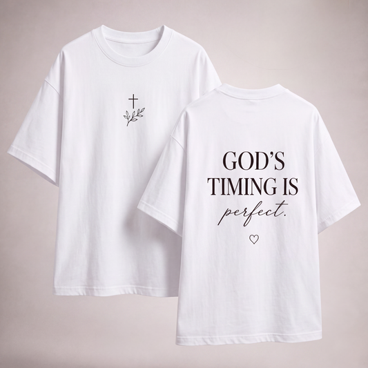 Gods Timing Is Perfect - Camisa Cristiana Oversize Minimalista