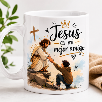 Taza Cristiana “Jesús es mi Mejor Amigo” – 11 oz | Regalo de Fe y Esperanza