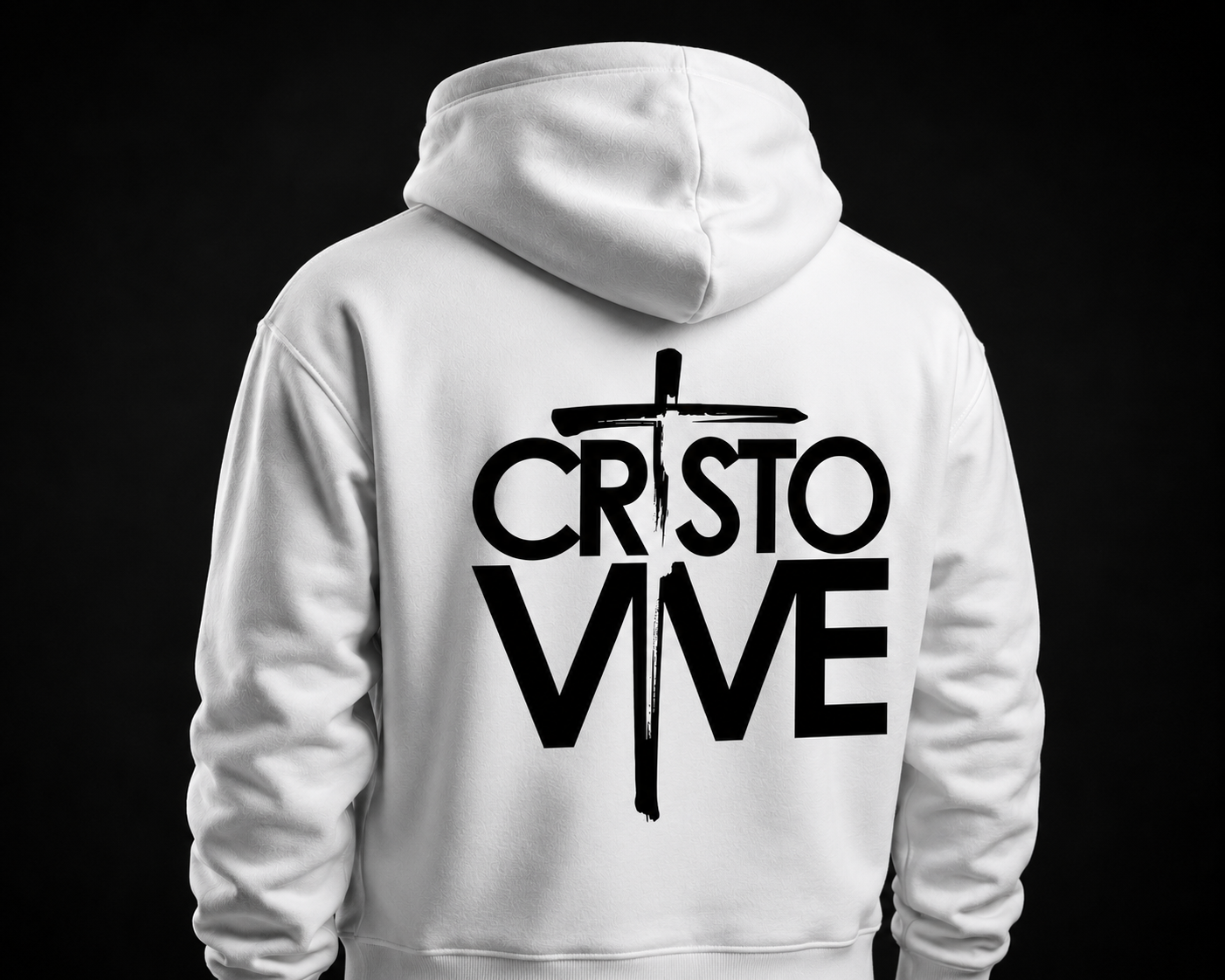 Hoodie Cristiano Cristo Vive - Sudadera con Capucha Blanca