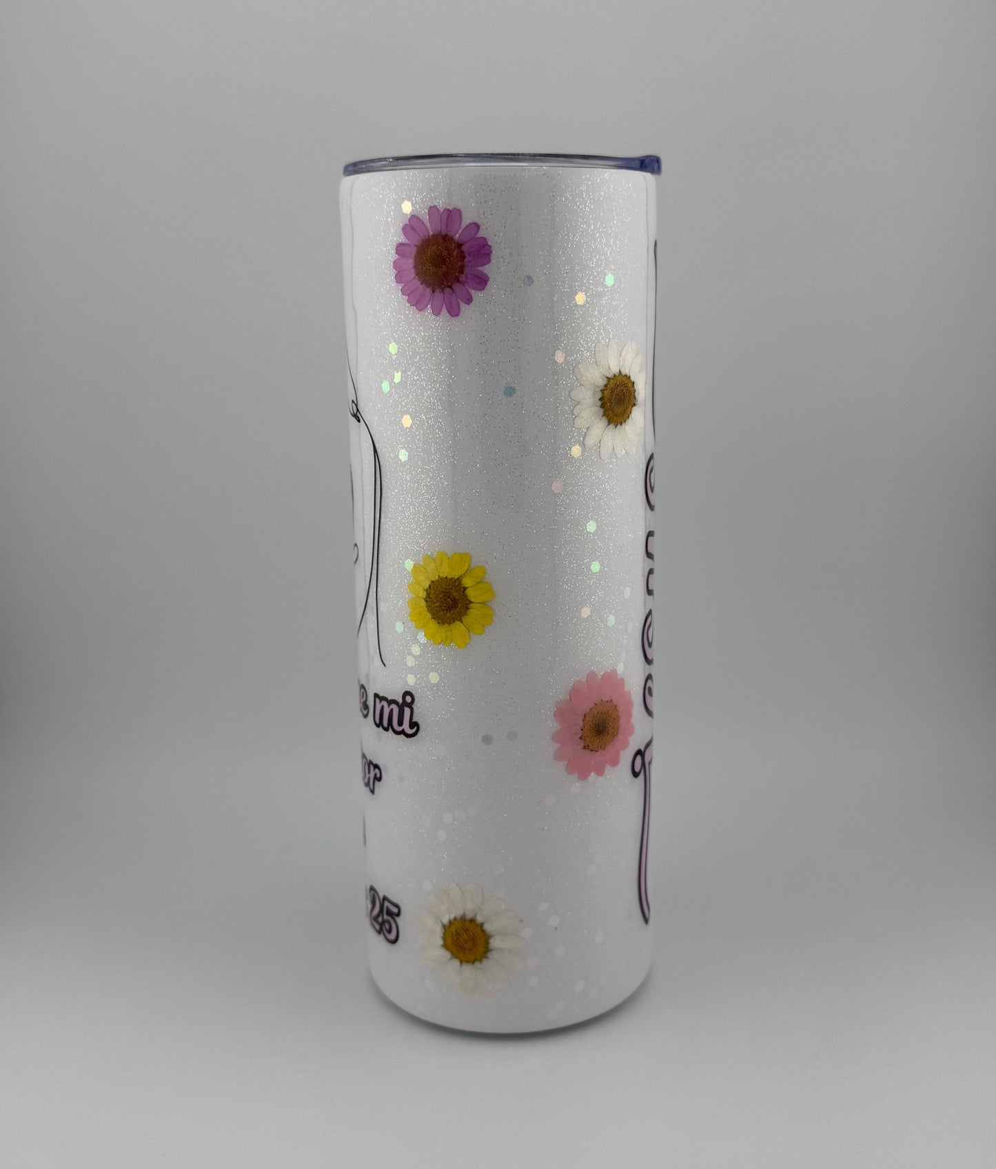 Vaso Térmico 20oz – Yo sé que mi Redentor vive (Flores y Resina, Brilla en la Oscuridad)