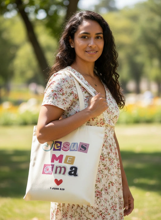 Tote Bag “Jesús Me Ama” – 1 Juan 4:19
