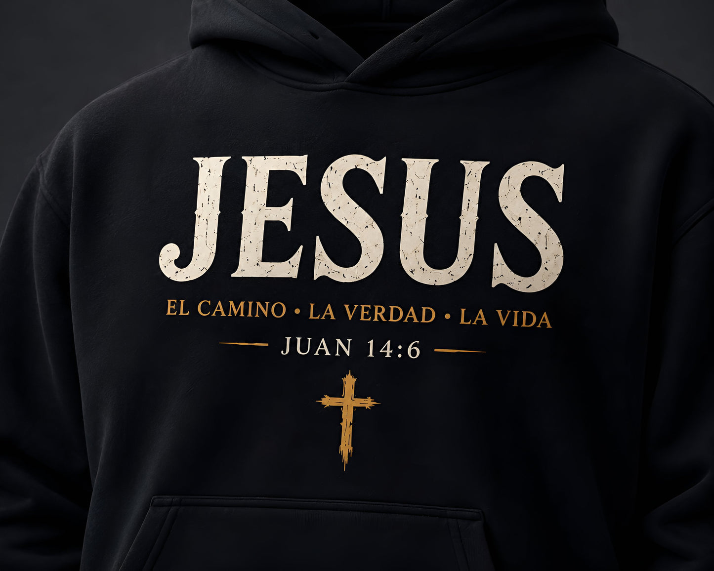 Hoodie Cristiano Jesus El Camino La Verdad y La Vida Juan 14:6 - Sudadera con Capucha Negra
