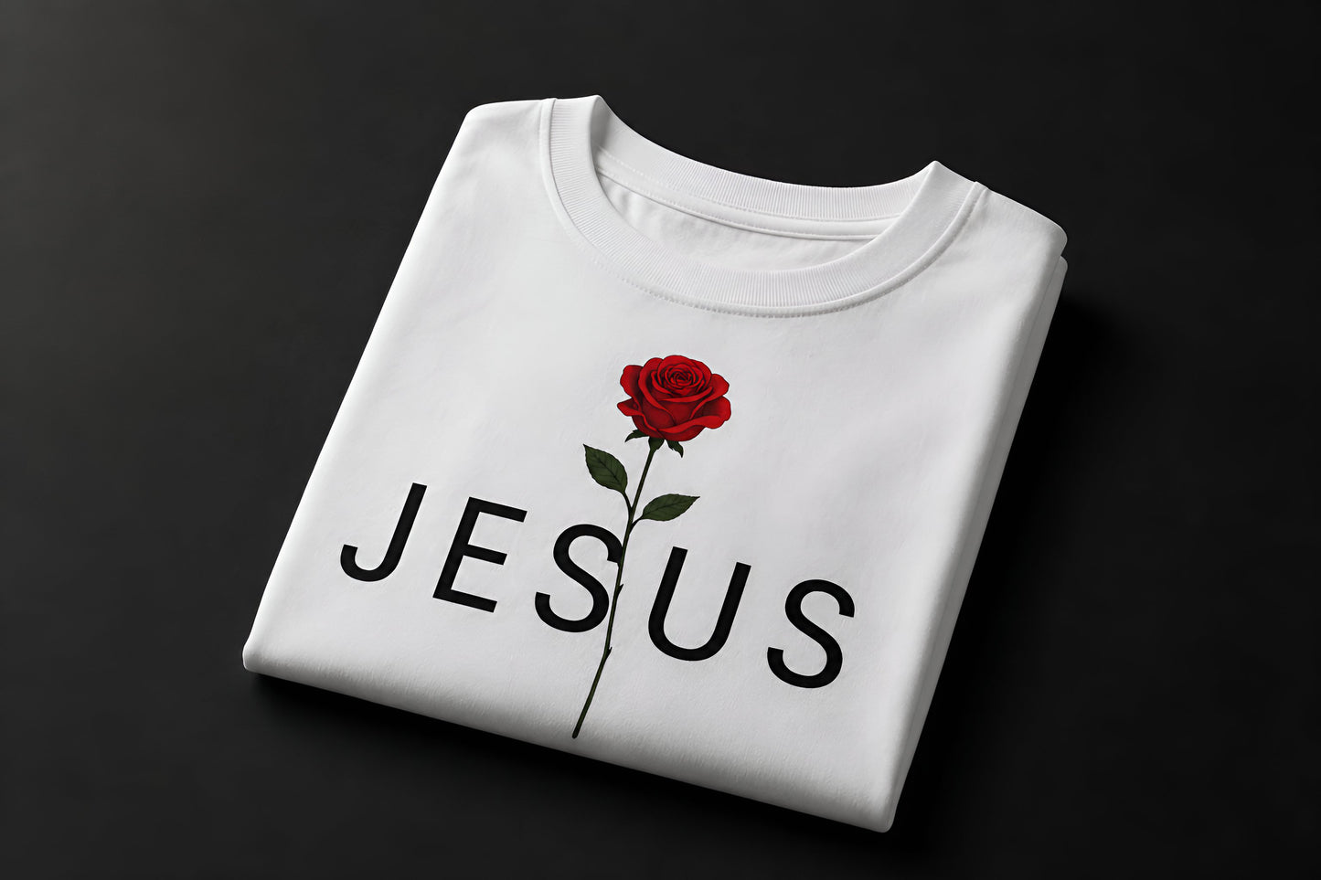 Camisa Oversize 'JESUS' Rosa Roja – Diseño Floral Cristiano