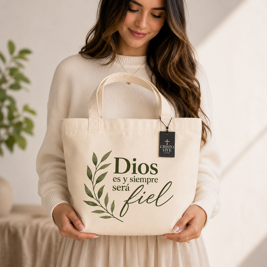 🎁 Bolso de Lona “Dios es y Siempre Será Fiel” (Discount)