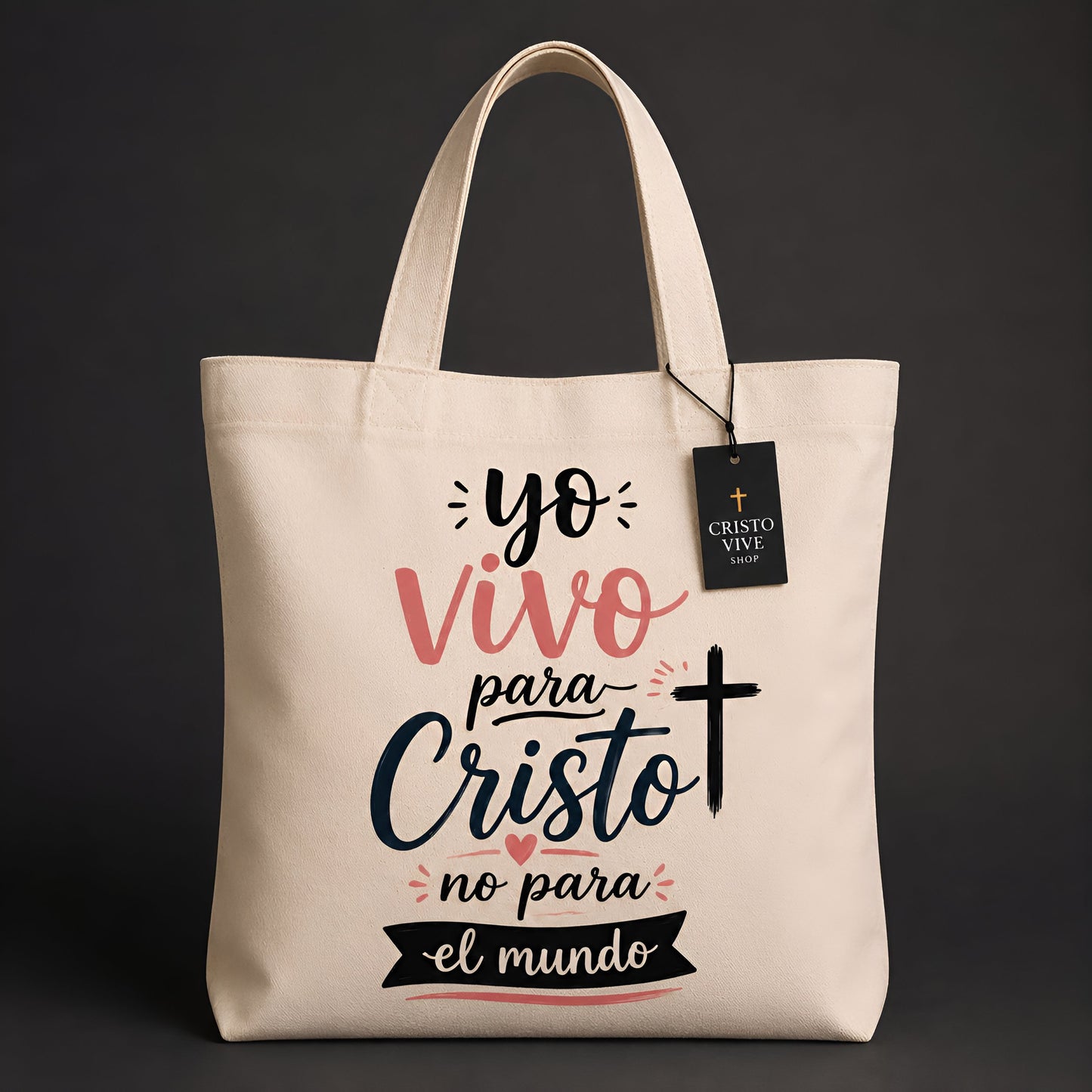 Bolso de Lona “Yo Vivo para Cristo, No para el Mundo”