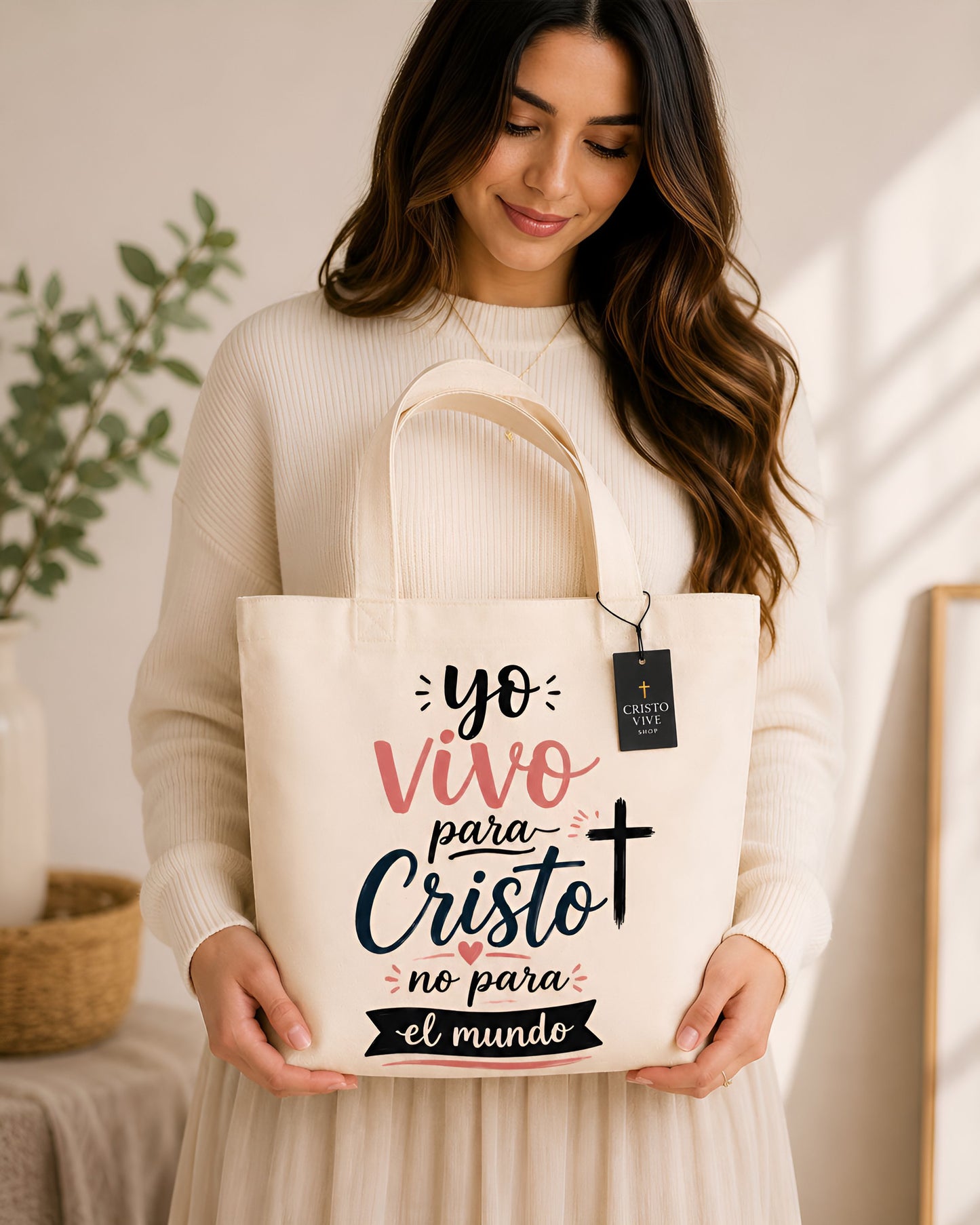 Bolso de Lona “Yo Vivo para Cristo, No para el Mundo”