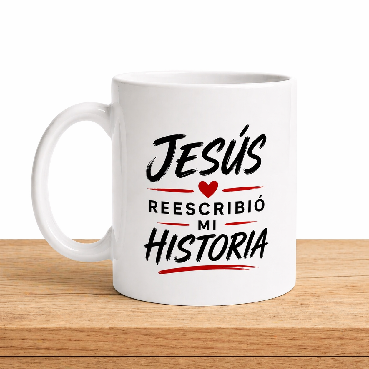 🎁 Taza Cristiana “Jesús Reescribió Mi Historia” – Diseño Elegante en Blanco (100% off)