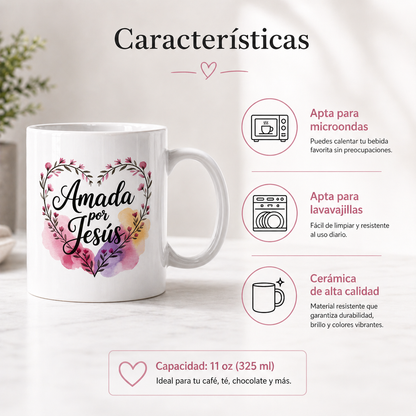 Taza Cristiana Amada por Jesus - Regalo Inspirador con Versiculo Biblico