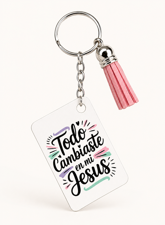 🎁 Llavero cristiano Todo cambiaste en mí Jesús – Regalo cristiano de fe y esperanza (100% off)
