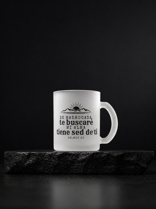 🎁 Taza Cristiana Frosted – “De madrugada te buscaré” | Salmos 63 | 11 oz (100% off)