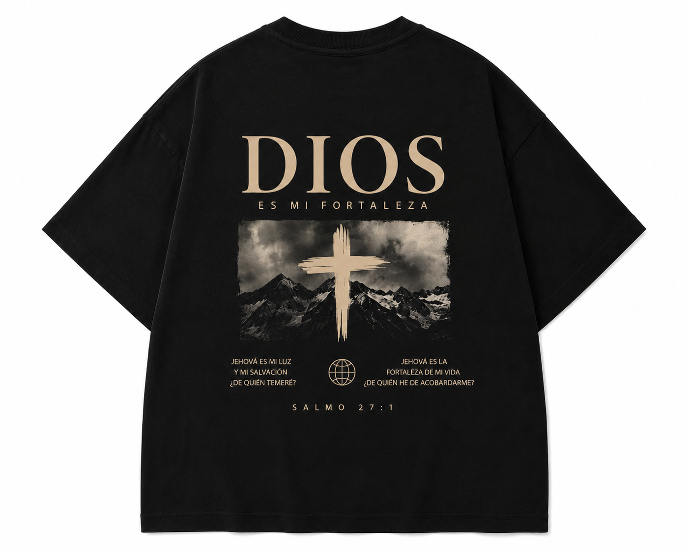 Camisa Oversize Cristiana “Dios Es Mi Fortaleza” – Salmo 27:1