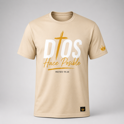 DIOS Hace Posible | Mateo 19:26 | Camisa Cristiana Regular Negra