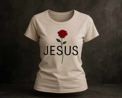 Camisa regular 'JESUS' Rosa Roja – Diseño Floral Cristiano (copia)