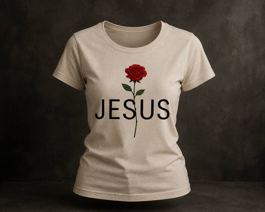Camisa regular 'JESUS' Rosa Roja – Diseño Floral Cristiano (copia)