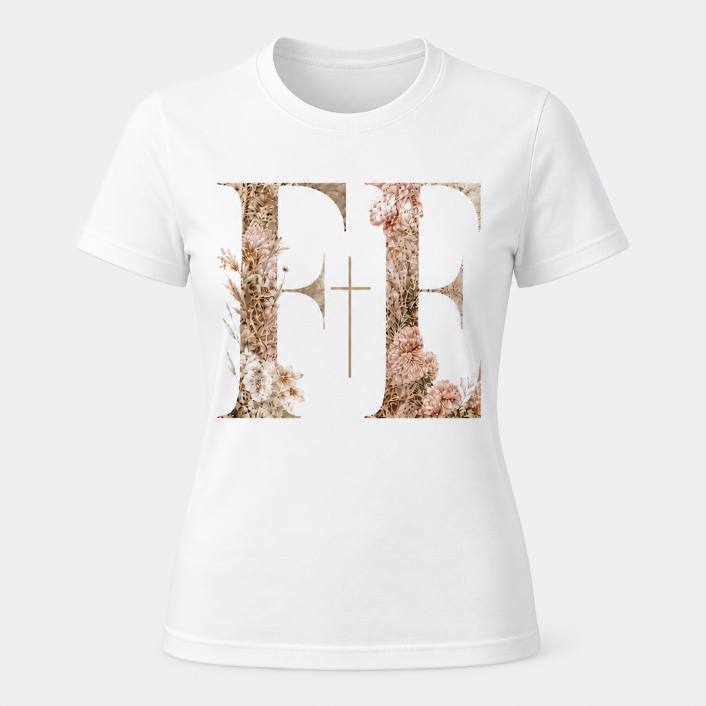 Camisa regular “FE” Floral Cristiana – Beige & White Edition (copia)