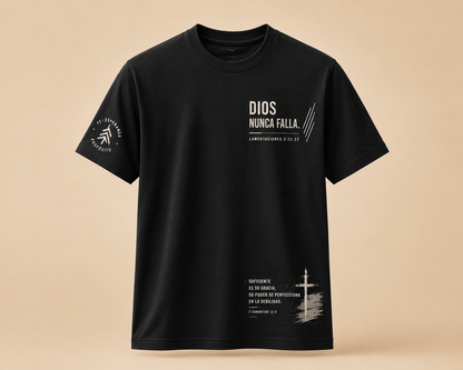 Dios Nunca Falla | Camiseta Cristiana Beige Unisex – Fe, Esperanza y Propósito