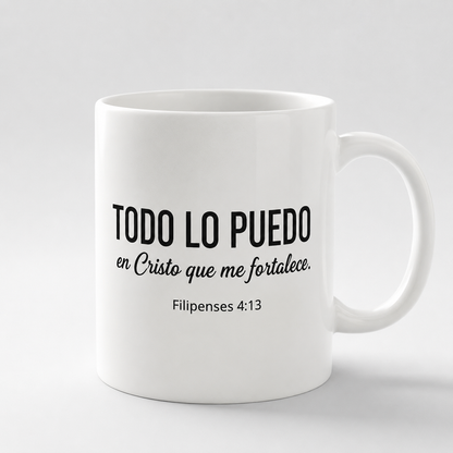 Taza cristiana “Todo lo puedo en Cristo” – Filipenses 4:13 | Regalo de fe