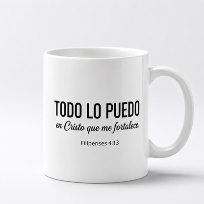 Taza cristiana “Todo lo puedo en Cristo” – Filipenses 4:13 | Regalo de fe