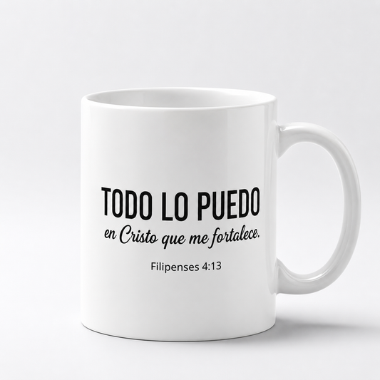 Taza cristiana “Todo lo puedo en Cristo” – Filipenses 4:13 | Regalo de fe