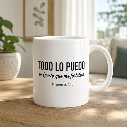 Taza cristiana “Todo lo puedo en Cristo” – Filipenses 4:13 | Regalo de fe