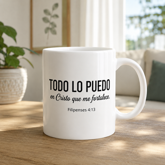 Taza cristiana “Todo lo puedo en Cristo” – Filipenses 4:13 | Regalo de fe