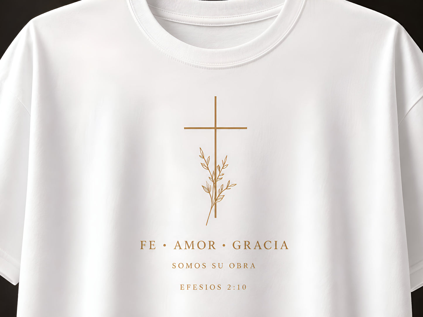 Camiseta Oversized Fe • Amor • Gracia – Efesios 2:10 | Negra