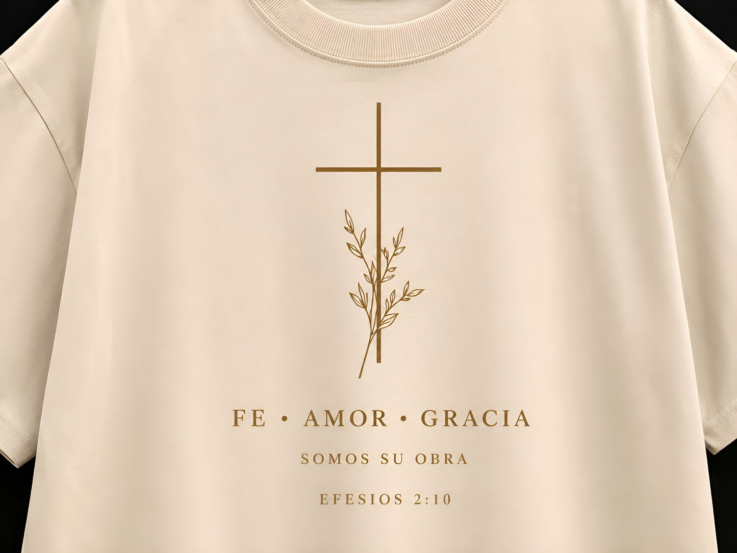 Camiseta Oversized Fe • Amor • Gracia – Efesios 2:10 | Negra