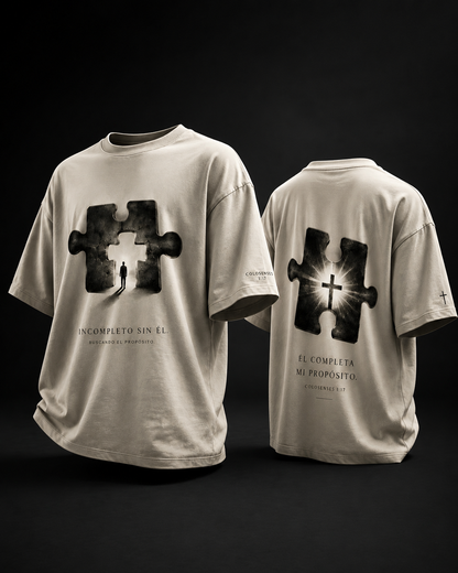 T-Shirt Oversize Cristiana – Incompleto Sin Él | Colosenses 1:17
