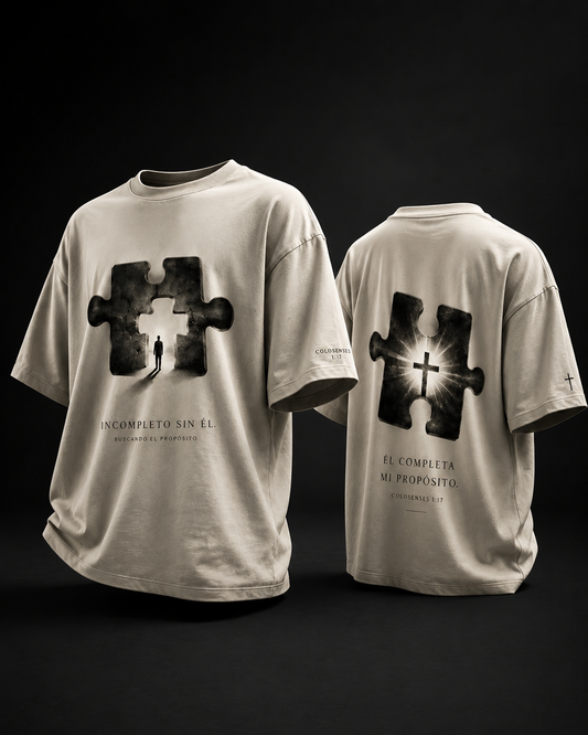 T-Shirt Oversize Cristiana – Incompleto Sin Él | Colosenses 1:17