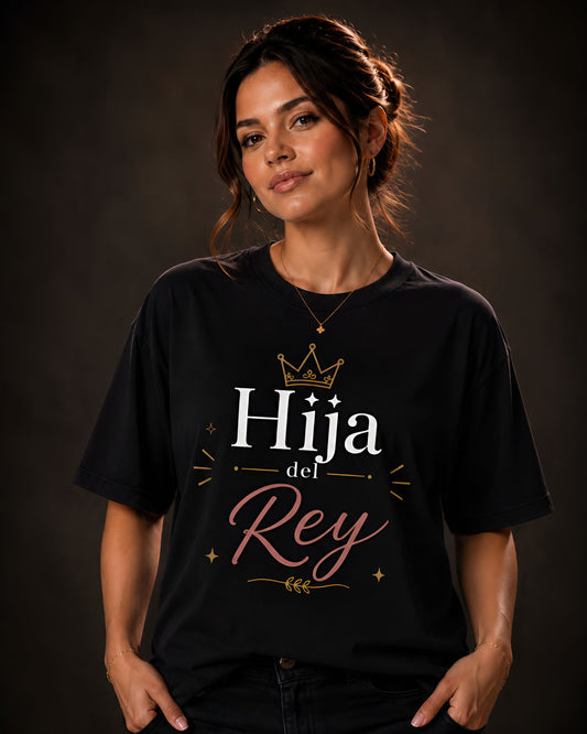 Camisa Oversize Cristiana “Hija del Rey” – Premium Streetwear Beige/Negra