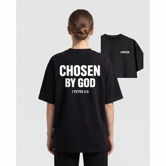 Camisa Oversize Cristiana 'Chosen By God' – 1 Pedro 2:9