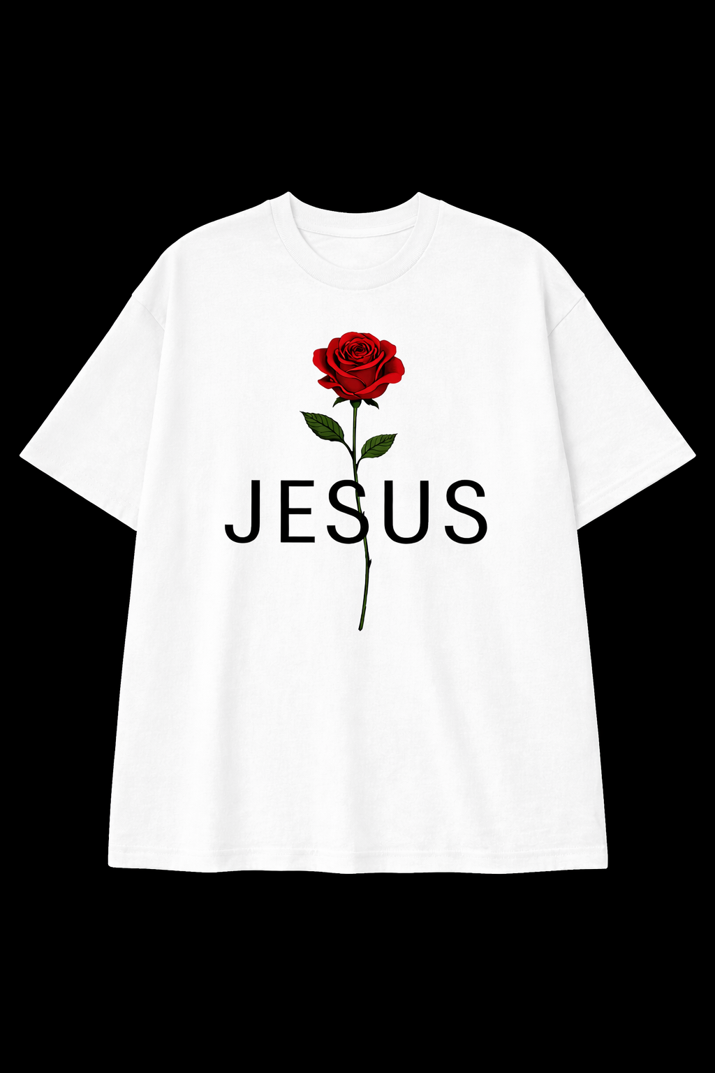 Camisa oversize JESUS con rosa roja - vista frontal