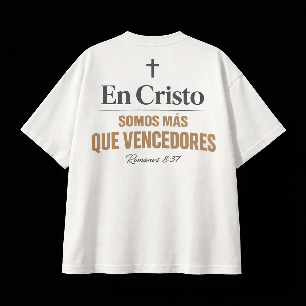 Camisa Oversize En Cristo Somos Más Que Vencedores - Vista trasera
