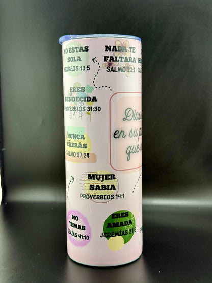 Vaso cristiano motivacional – “Dios dice quién eres” | Con versículos bíblicos de fortaleza y fe