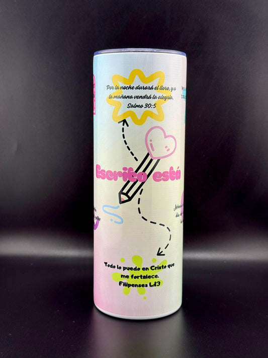 Vaso Térmico Cristiano 20oz – “Escrito Está” con Versículos Bíblicos