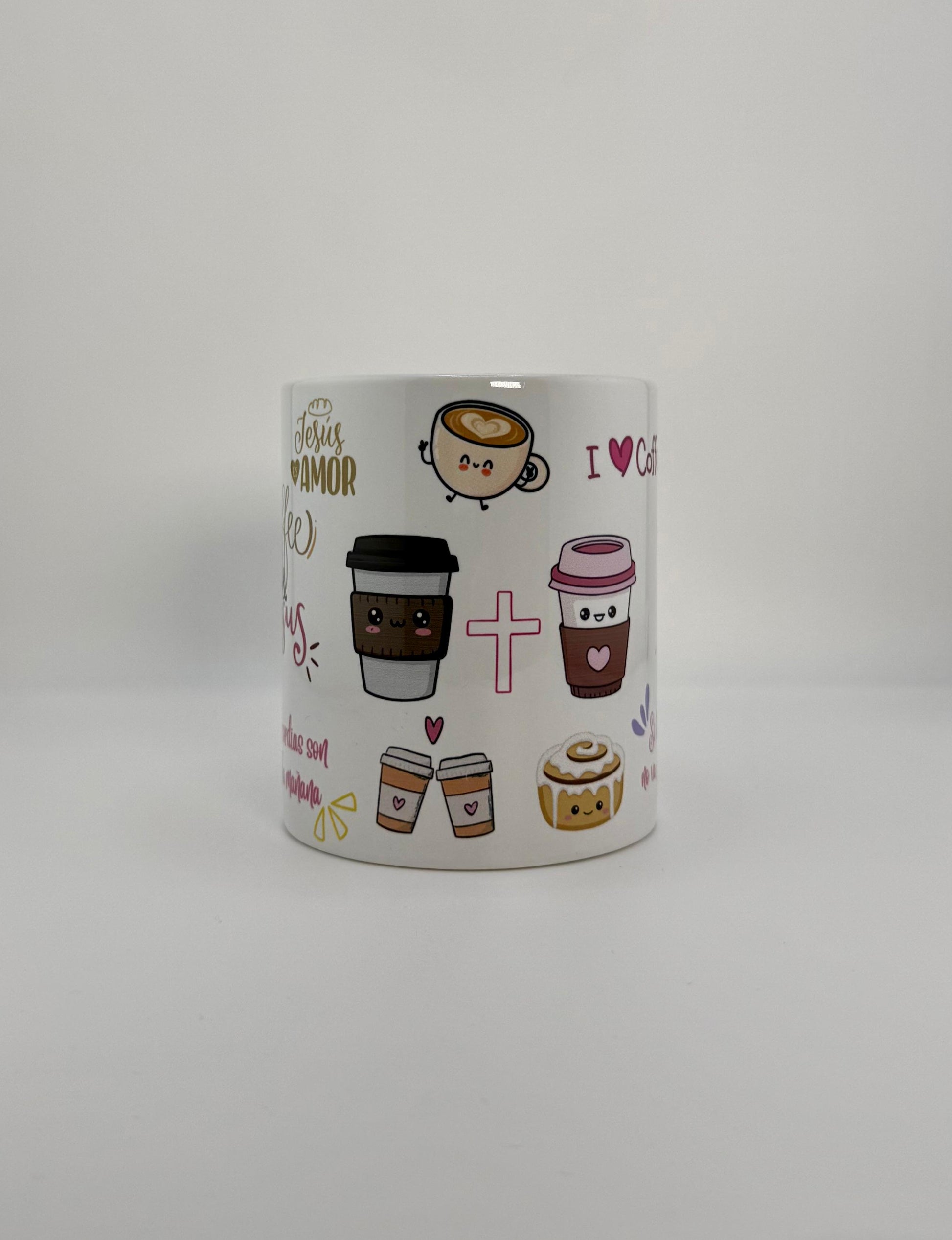 Taza Coffee & Jesus – Ilustrada – 12 oz - Cristo vive 