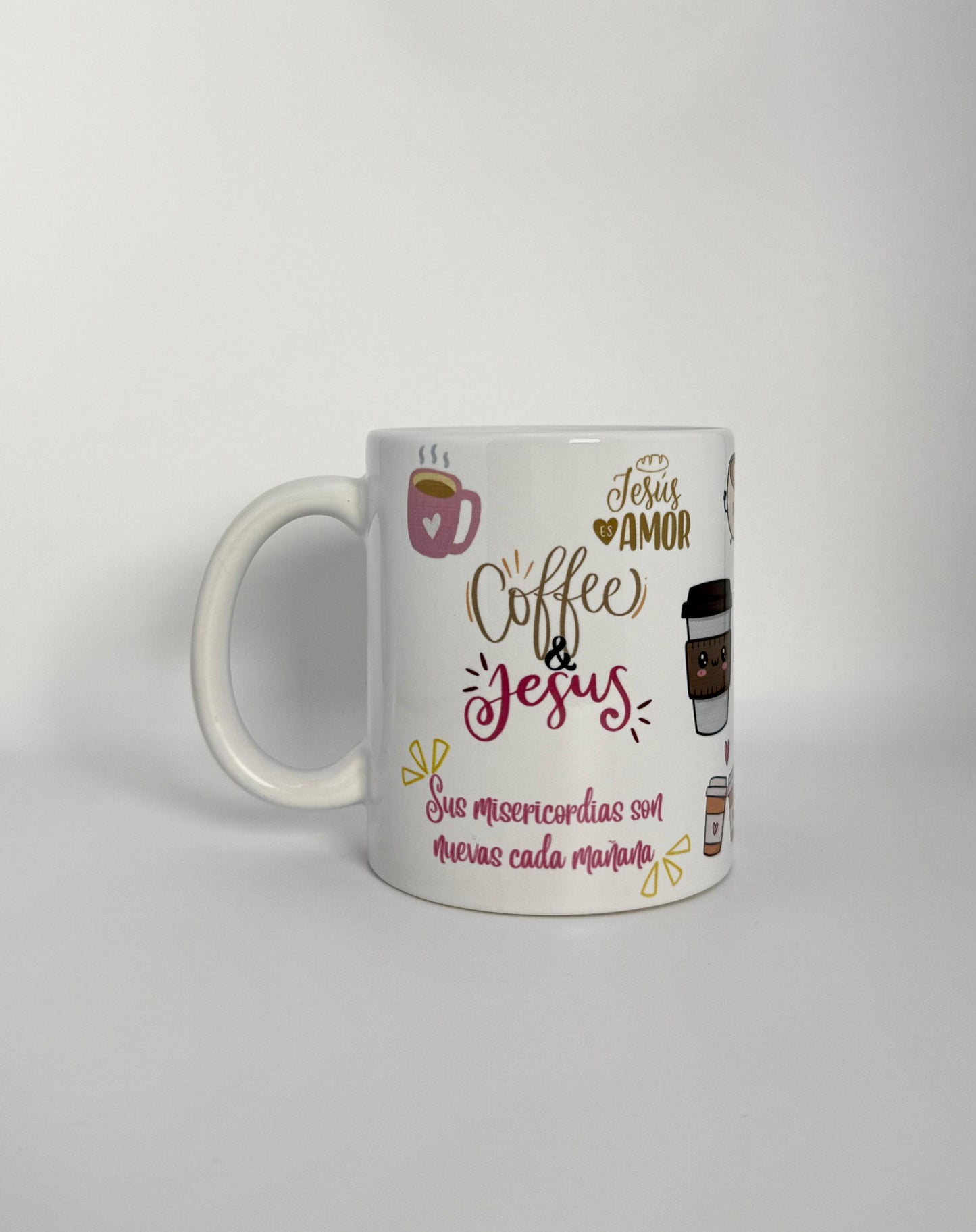 Taza Coffee & Jesus – Ilustrada – 12 oz - Cristo vive 