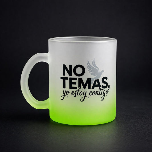 Taza de vidrio esmerilado 11 oz – No temas, yo estoy contigo | Regalo cristiano