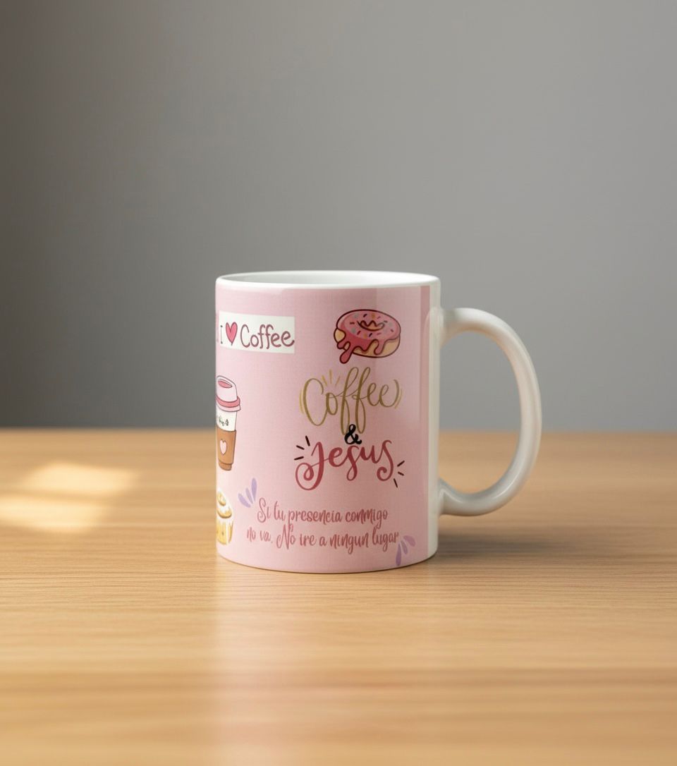 Taza Coffee & Jesus – Ilustrada – 12 oz