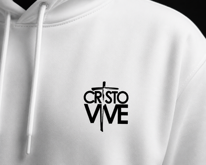 Hoodie Cristiano Cristo Vive - Sudadera con Capucha Blanca