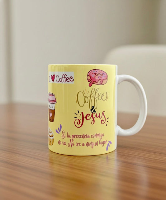 Taza Coffee & Jesus – Ilustrada – 12 oz